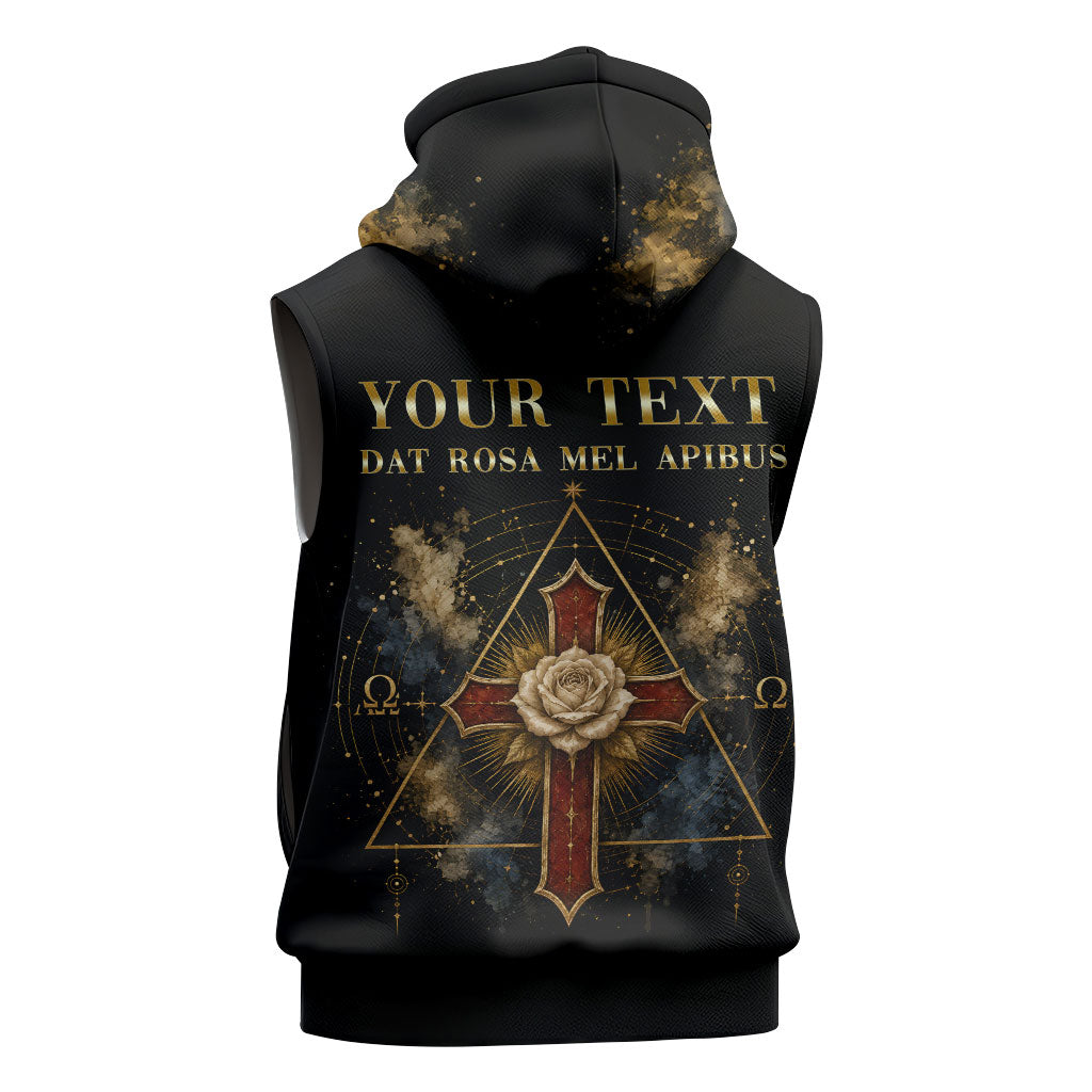 Personalized Rosicrucians Sleeveless Hoodie Sapiens Dominabitur Astris Rose Cross