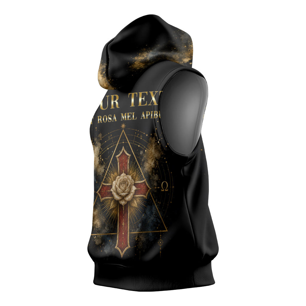 Personalized Rosicrucians Sleeveless Hoodie Sapiens Dominabitur Astris Rose Cross