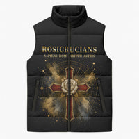 Personalized Rosicrucians Sleeveless Puffer Jacket Sapiens Dominabitur Astris Rose Cross