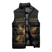Personalized Rosicrucians Sleeveless Puffer Jacket Sapiens Dominabitur Astris Rose Cross
