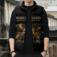 Personalized Rosicrucians Sleeveless Puffer Jacket Sapiens Dominabitur Astris Rose Cross
