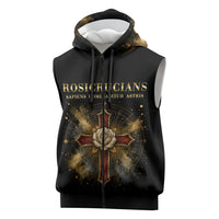 Personalized Rosicrucians Sleeveless Zip Hoodie Sapiens Dominabitur Astris Rose Cross