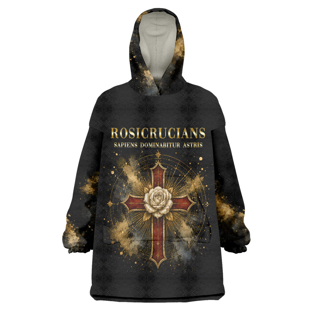 Personalized Rosicrucians Wearable Blanket Hoodie Sapiens Dominabitur Astris Rose Cross