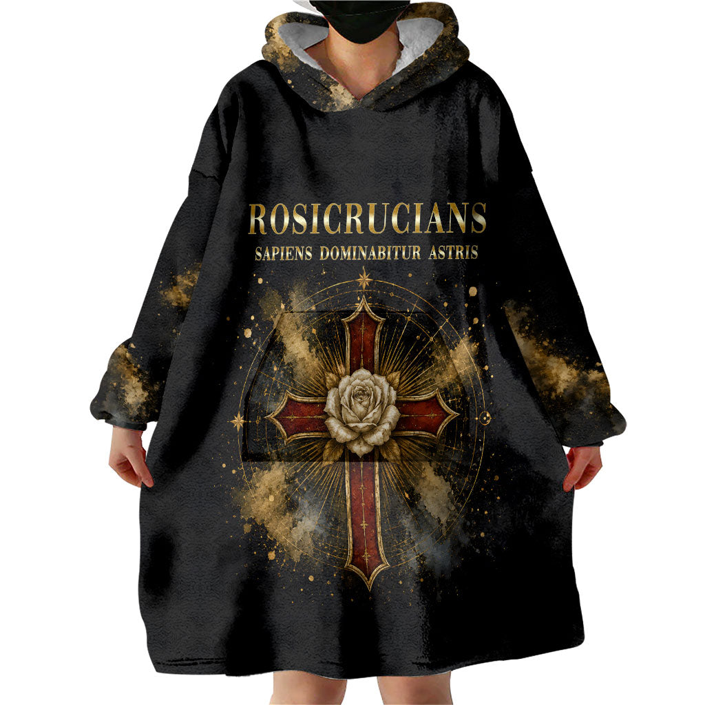 Personalized Rosicrucians Wearable Blanket Hoodie Sapiens Dominabitur Astris Rose Cross