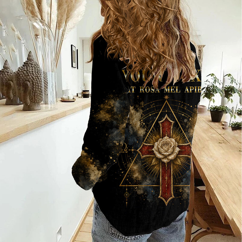 Personalized Rosicrucians Women Casual Shirt Sapiens Dominabitur Astris Rose Cross