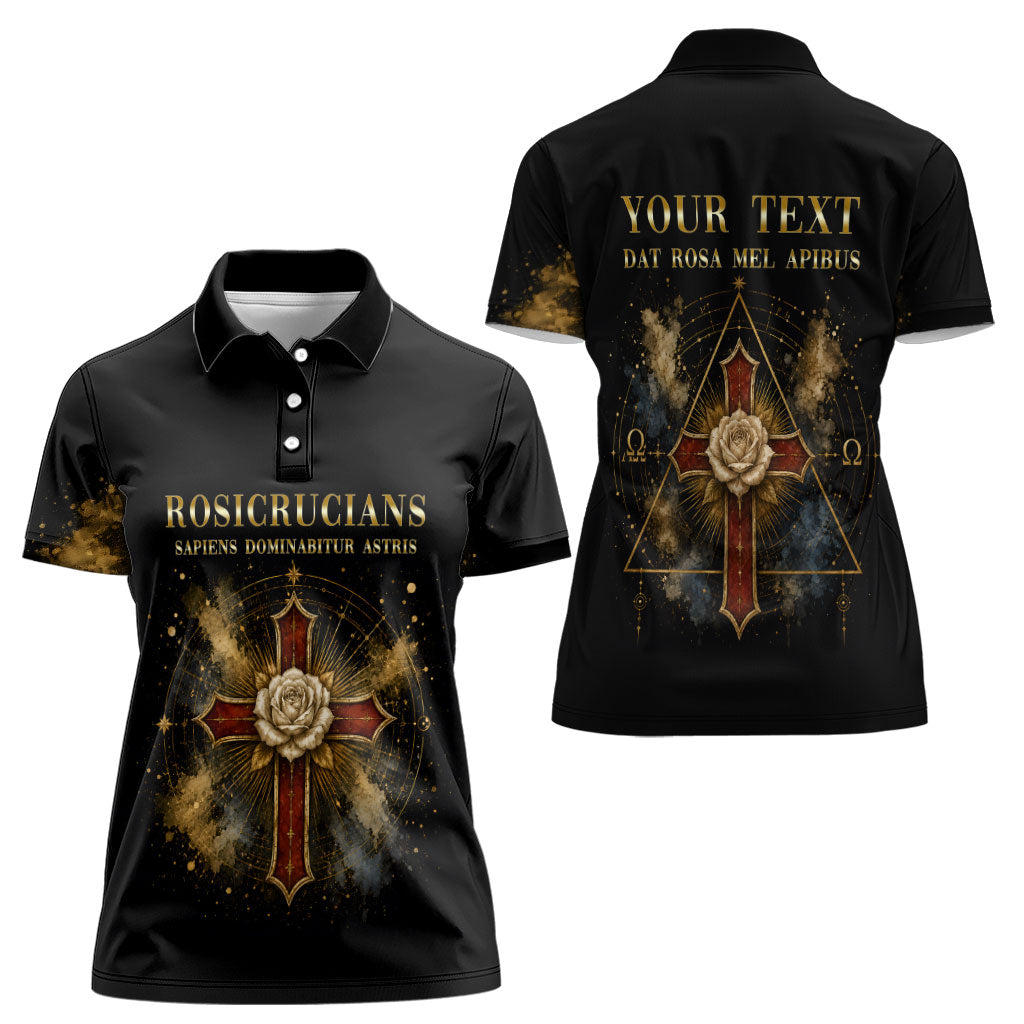 Personalized Rosicrucians Women Polo Shirt Sapiens Dominabitur Astris Rose Cross