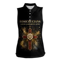 Personalized Rosicrucians Women Sleeveless Polo Shirt Sapiens Dominabitur Astris Rose Cross