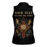 Personalized Rosicrucians Women Sleeveless Polo Shirt Sapiens Dominabitur Astris Rose Cross
