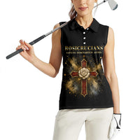 Personalized Rosicrucians Women Sleeveless Polo Shirt Sapiens Dominabitur Astris Rose Cross