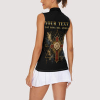 Personalized Rosicrucians Women Sleeveless Polo Shirt Sapiens Dominabitur Astris Rose Cross
