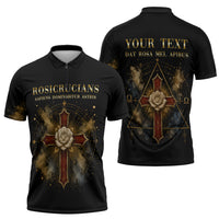 Personalized Rosicrucians Zipper Polo Shirt Sapiens Dominabitur Astris Rose Cross