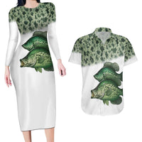 Crappie Tournament Fishing Customize Name Couples Matching Long Sleeve Bodycon Dress and Hawaiian Shirt Camo Fade and Custom Name Design - Wonder Print Shop