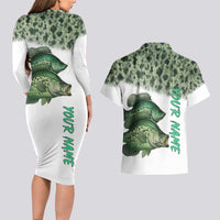Crappie Tournament Fishing Customize Name Couples Matching Long Sleeve Bodycon Dress and Hawaiian Shirt Camo Fade and Custom Name Design - Wonder Print Shop