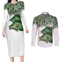 Crappie Tournament Fishing Customize Name Couples Matching Long Sleeve Bodycon Dress and Long Sleeve Button Shirt Camo Fade and Custom Name Design - Wonder Print Shop