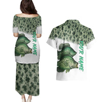 Crappie Tournament Fishing Customize Name Couples Matching Puletasi and Hawaiian Shirt Camo Fade and Custom Name Design - Wonder Print Shop