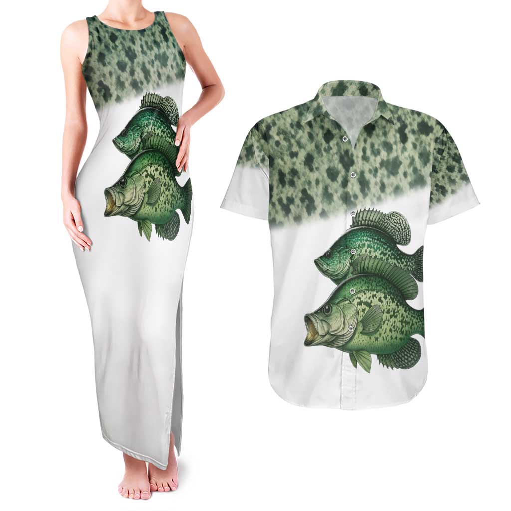 Crappie Tournament Fishing Customize Name Couples Matching Tank Maxi Dress and Hawaiian Shirt Camo Fade and Custom Name Design - Wonder Print Shop