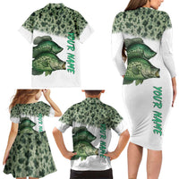 Crappie Tournament Fishing Customize Name Family Matching Long Sleeve Bodycon Dress and Hawaiian Shirt Camo Fade and Custom Name Design - Wonder Print Shop