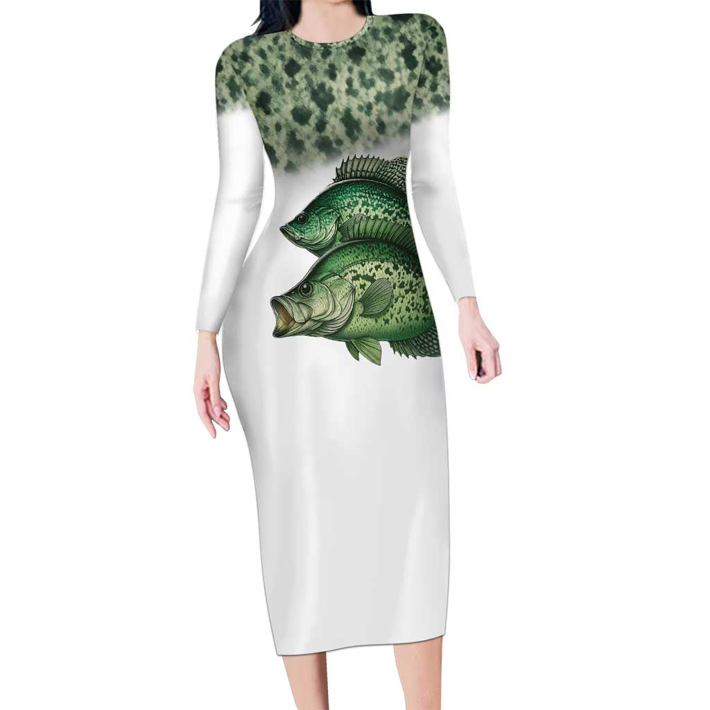 Crappie Tournament Fishing Customize Name Family Matching Long Sleeve Bodycon Dress and Hawaiian Shirt Camo Fade and Custom Name Design - Wonder Print Shop