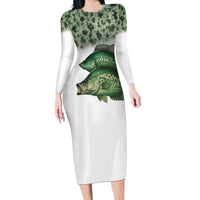 Crappie Tournament Fishing Customize Name Family Matching Long Sleeve Bodycon Dress and Hawaiian Shirt Camo Fade and Custom Name Design - Wonder Print Shop