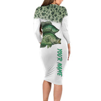 Crappie Tournament Fishing Customize Name Family Matching Long Sleeve Bodycon Dress and Hawaiian Shirt Camo Fade and Custom Name Design - Wonder Print Shop