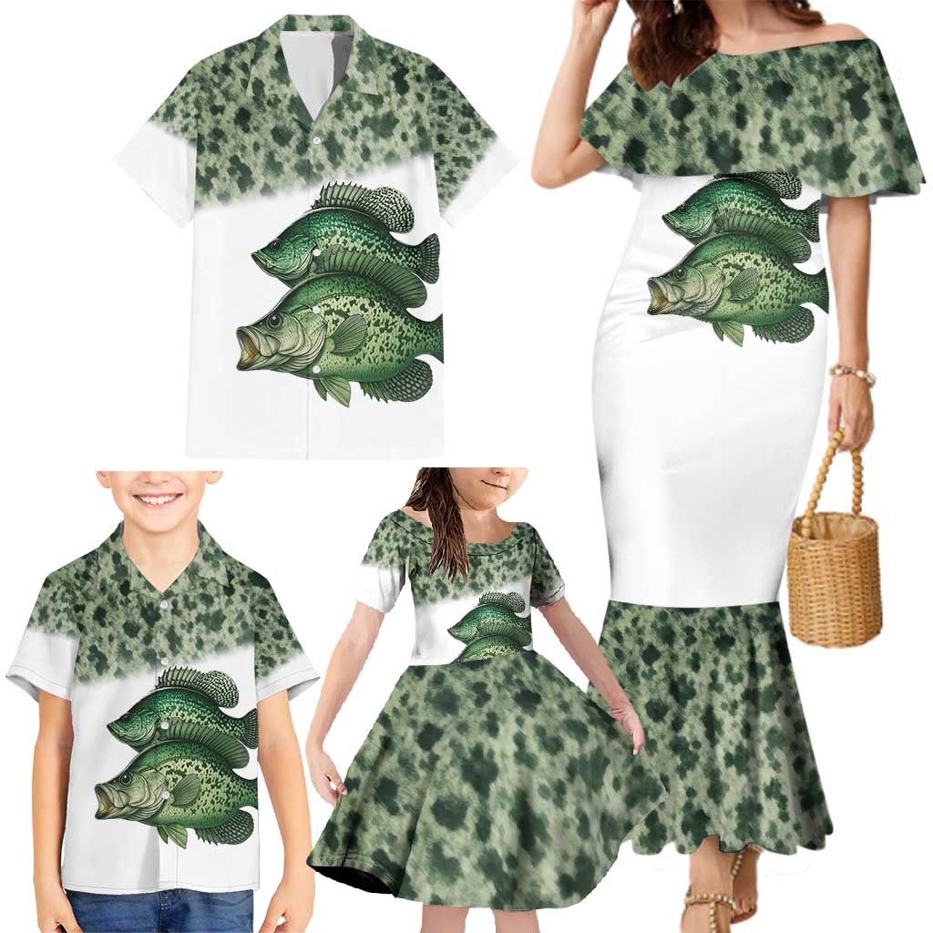 Crappie Tournament Fishing Customize Name Family Matching Mermaid Dress and Hawaiian Shirt Camo Fade and Custom Name Design - Wonder Print Shop