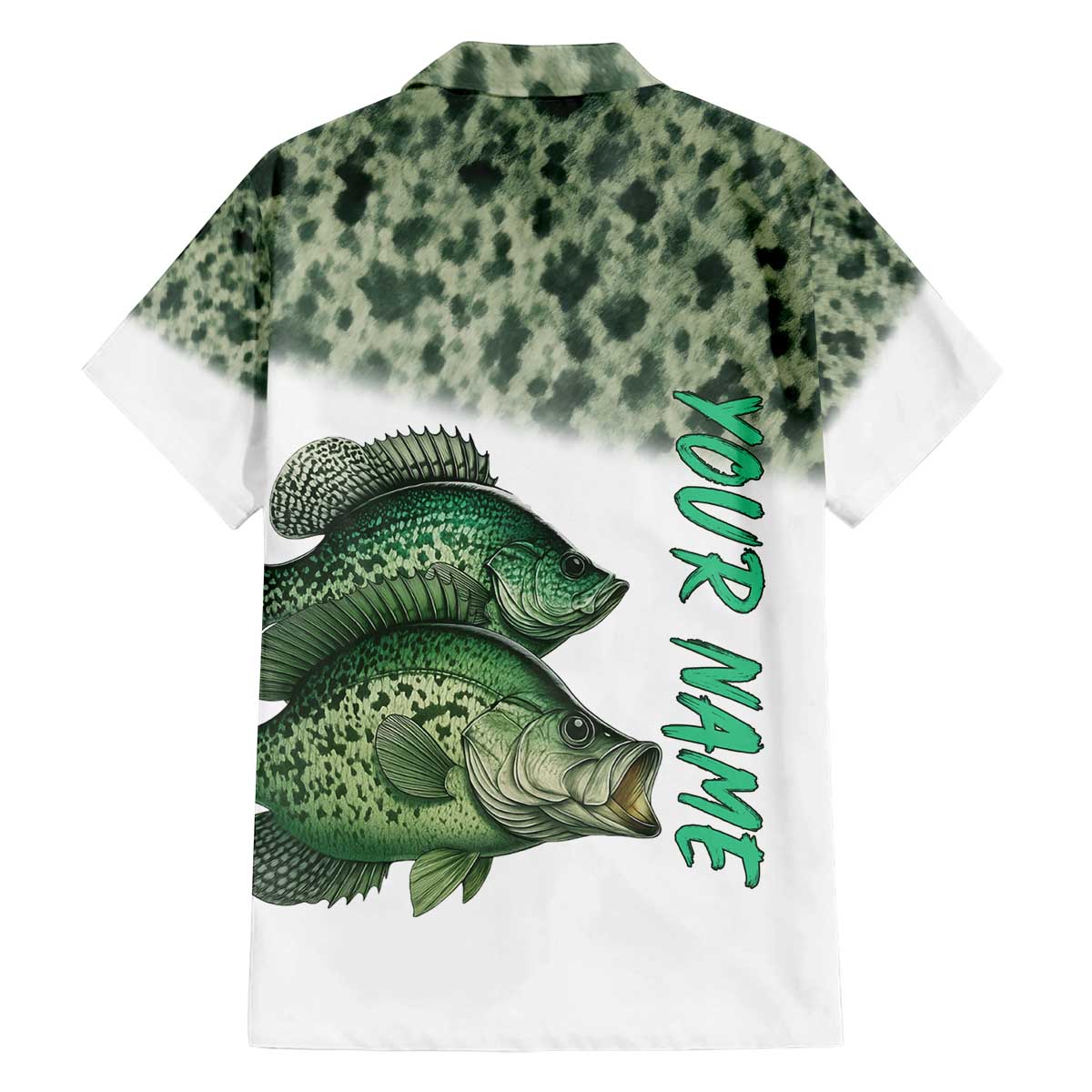 Crappie Tournament Fishing Customize Name Family Matching Off The Shoulder Long Sleeve Dress and Hawaiian Shirt Camo Fade and Custom Name Design - Wonder Print Shop