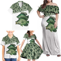 Crappie Tournament Fishing Customize Name Family Matching Off Shoulder Maxi Dress and Hawaiian Shirt Camo Fade and Custom Name Design - Wonder Print Shop