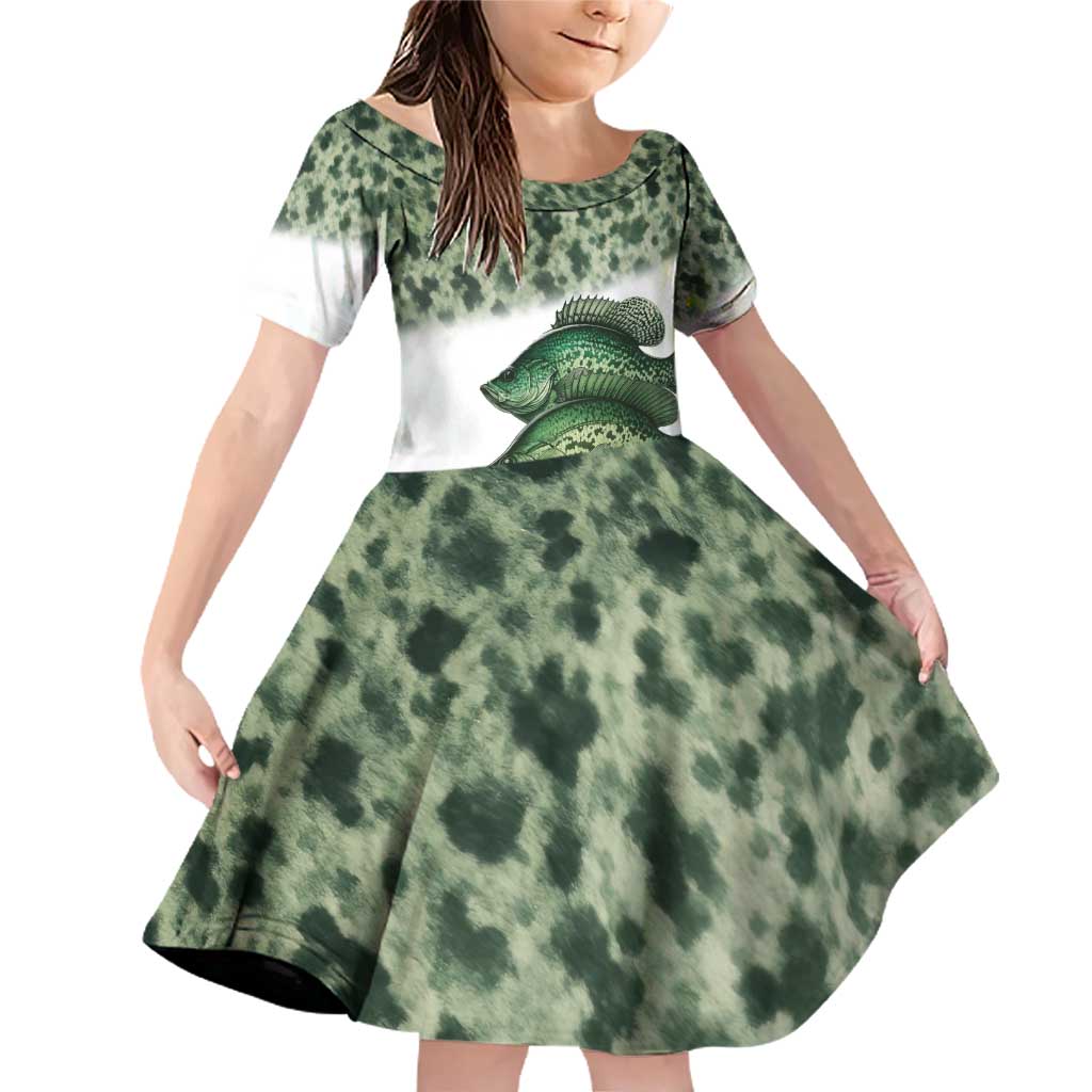 Crappie Tournament Fishing Customize Name Family Matching Off Shoulder Short Dress and Hawaiian Shirt Camo Fade and Custom Name Design - Wonder Print Shop