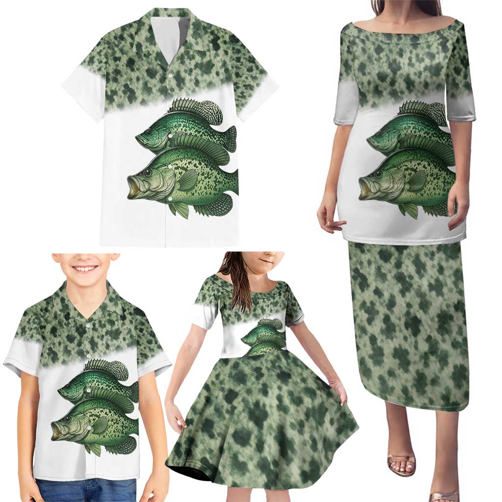 Crappie Tournament Fishing Customize Name Family Matching Puletasi and Hawaiian Shirt Camo Fade and Custom Name Design - Wonder Print Shop