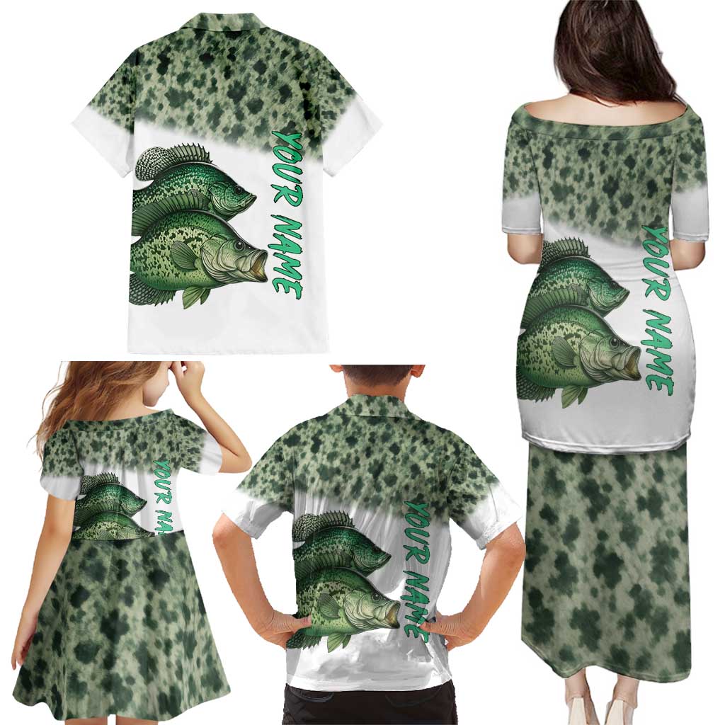 Crappie Tournament Fishing Customize Name Family Matching Puletasi and Hawaiian Shirt Camo Fade and Custom Name Design - Wonder Print Shop