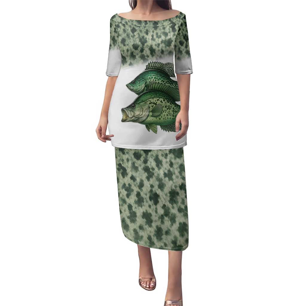 Crappie Tournament Fishing Customize Name Family Matching Puletasi and Hawaiian Shirt Camo Fade and Custom Name Design - Wonder Print Shop