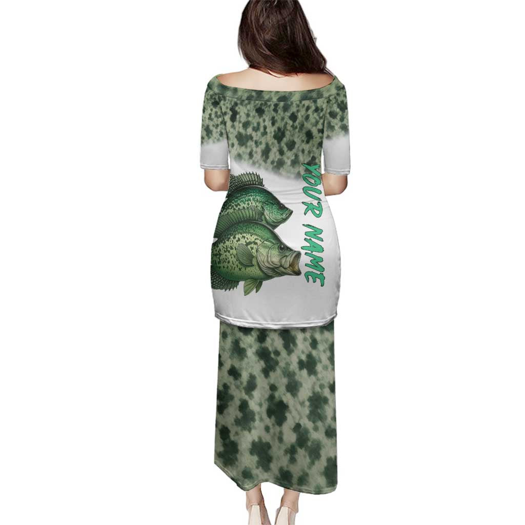 Crappie Tournament Fishing Customize Name Family Matching Puletasi and Hawaiian Shirt Camo Fade and Custom Name Design - Wonder Print Shop