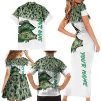 Crappie Tournament Fishing Customize Name Family Matching Short Sleeve Bodycon Dress and Hawaiian Shirt Camo Fade and Custom Name Design - Wonder Print Shop