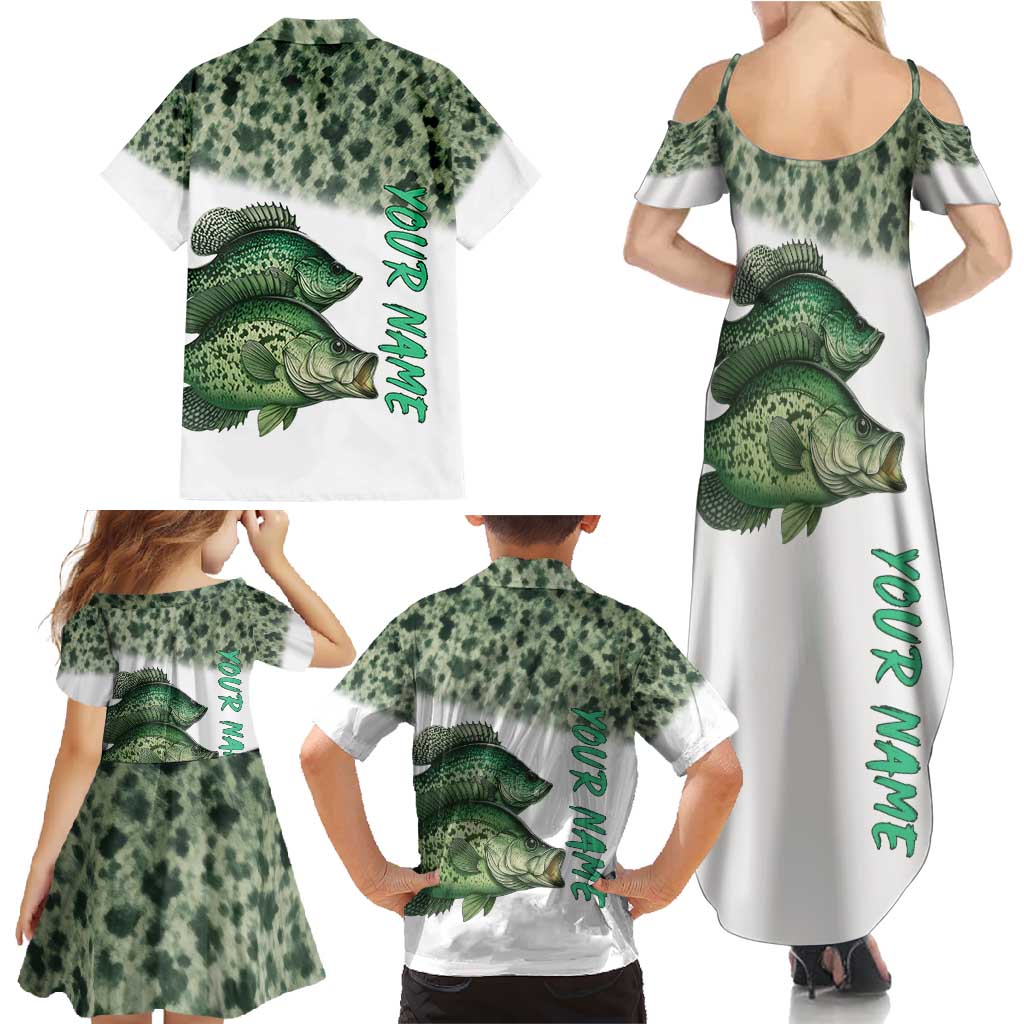 Crappie Tournament Fishing Customize Name Family Matching Summer Maxi Dress and Hawaiian Shirt Camo Fade and Custom Name Design - Wonder Print Shop