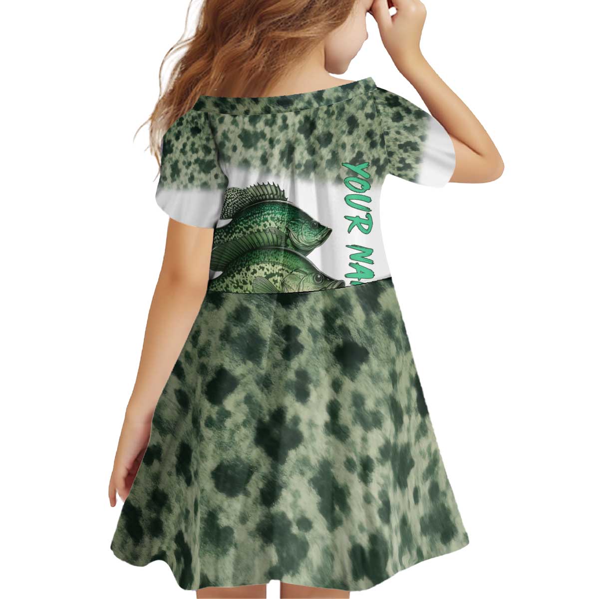 Crappie Tournament Fishing Customize Name Kid Short Sleeve Dress Camo Fade and Custom Name Design - Wonder Print Shop