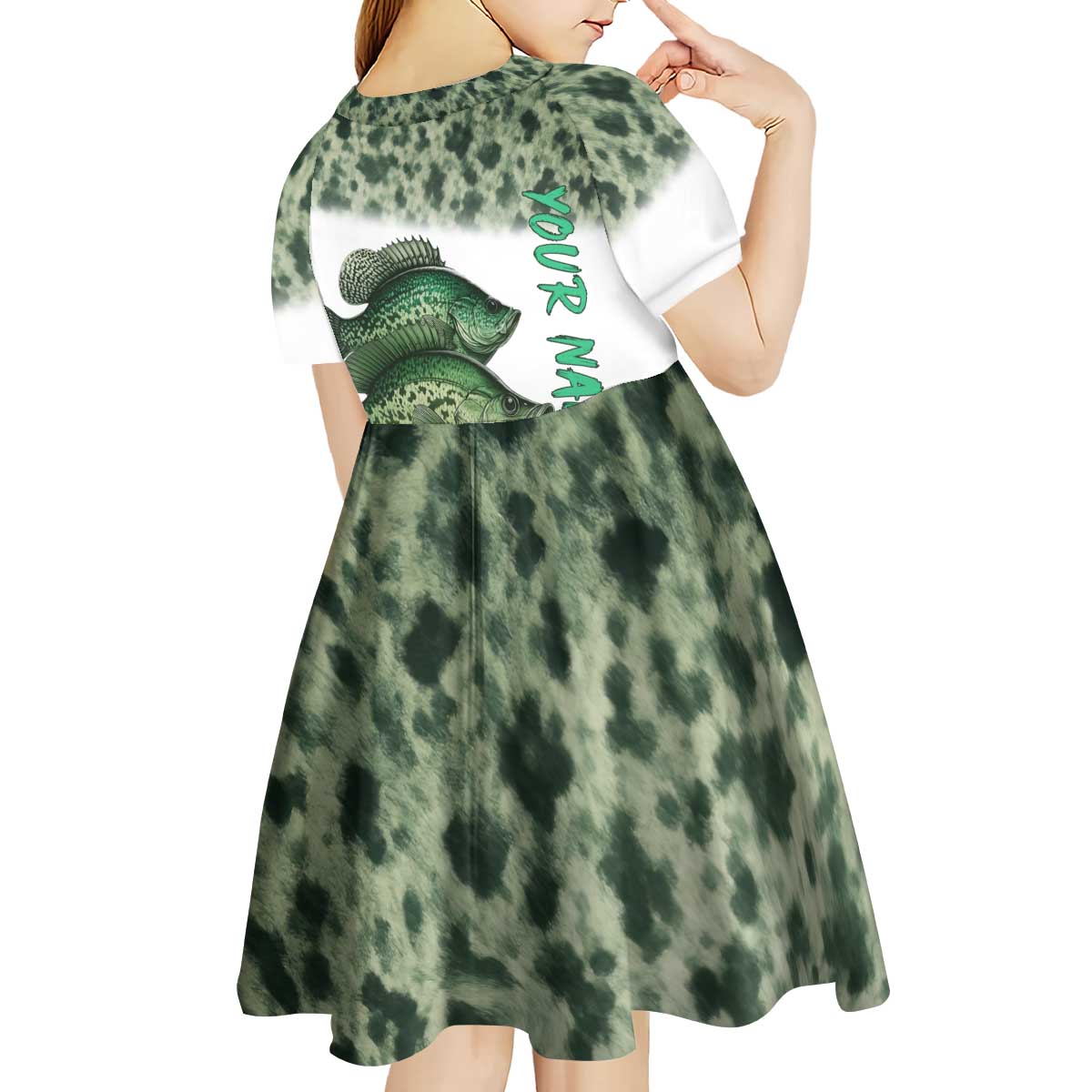 Crappie Tournament Fishing Customize Name Kid Short Sleeve Dress Camo Fade and Custom Name Design - Wonder Print Shop