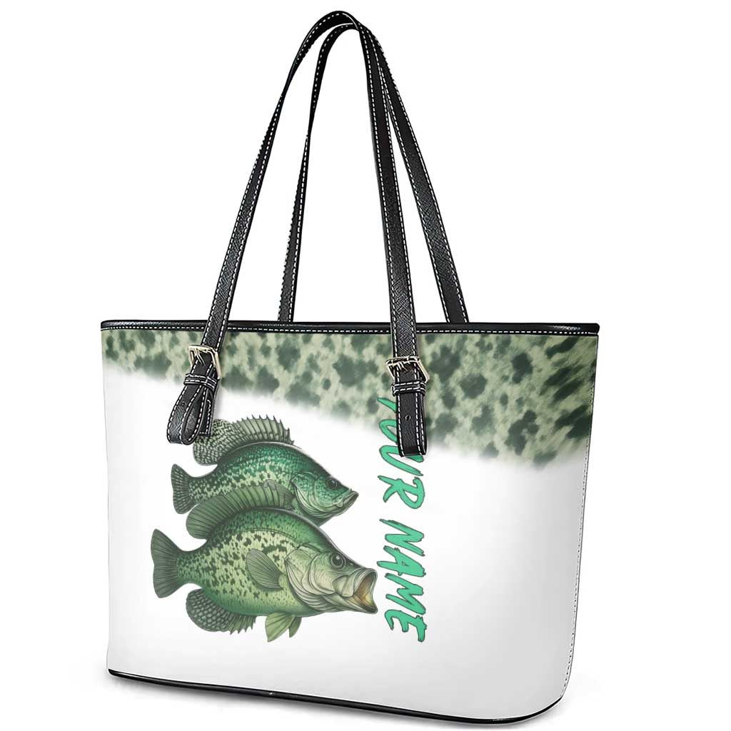 Crappie Tournament Fishing Customize Name Leather Tote Bag Camo Fade and Custom Name Design - Wonder Print Shop