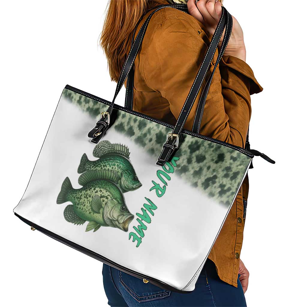Crappie Tournament Fishing Customize Name Leather Tote Bag Camo Fade and Custom Name Design - Wonder Print Shop