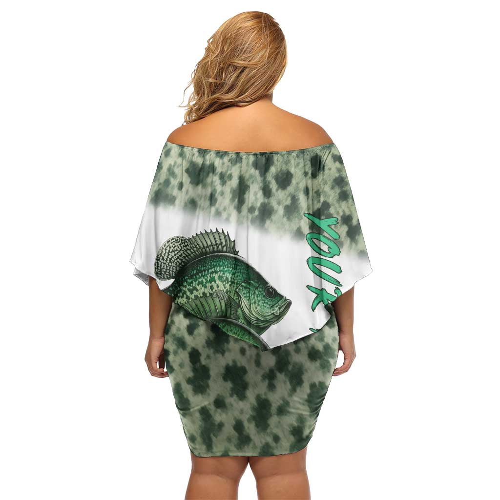 Crappie Tournament Fishing Customize Name Off Shoulder Short Dress Camo Fade and Custom Name Design - Wonder Print Shop