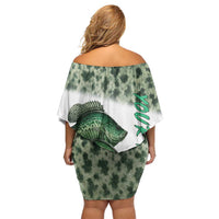 Crappie Tournament Fishing Customize Name Off Shoulder Short Dress Camo Fade and Custom Name Design - Wonder Print Shop