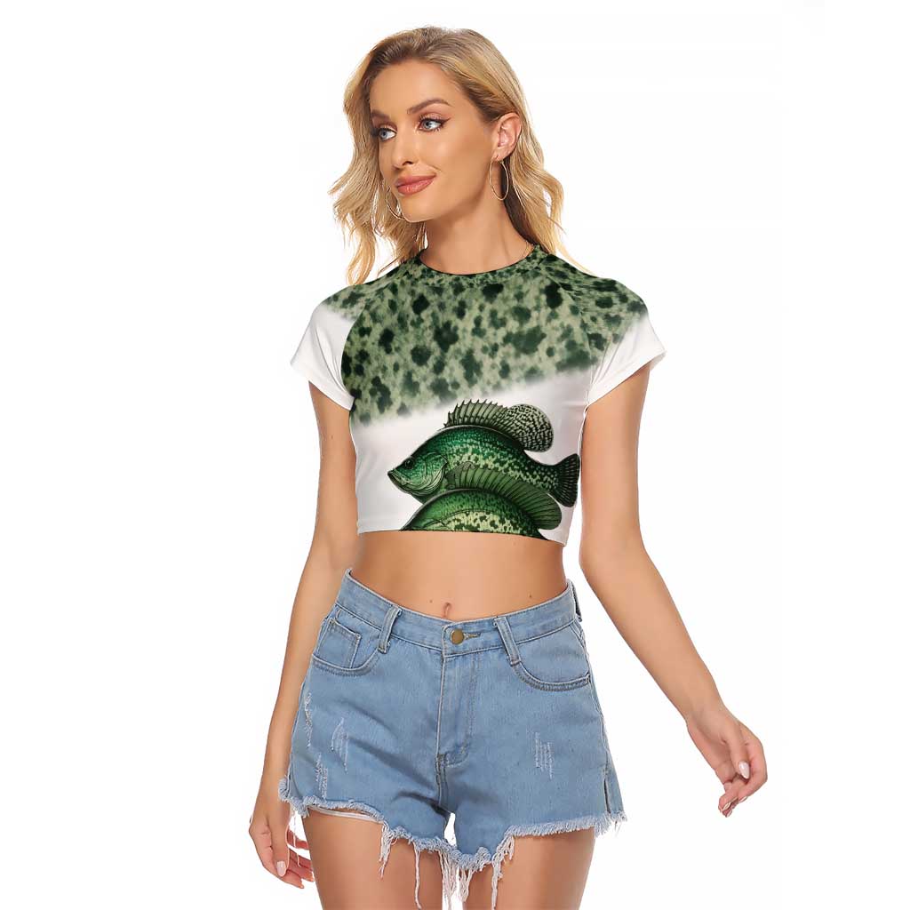 Crappie Tournament Fishing Customize Name Raglan Cropped T Shirt Camo Fade and Custom Name Design - Wonder Print Shop