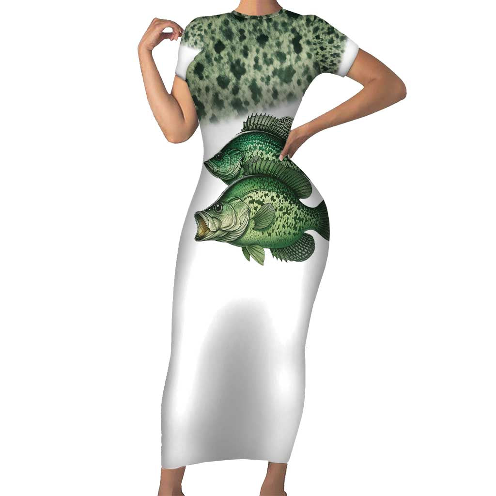 Crappie Tournament Fishing Customize Name Short Sleeve Bodycon Dress Camo Fade and Custom Name Design - Wonder Print Shop