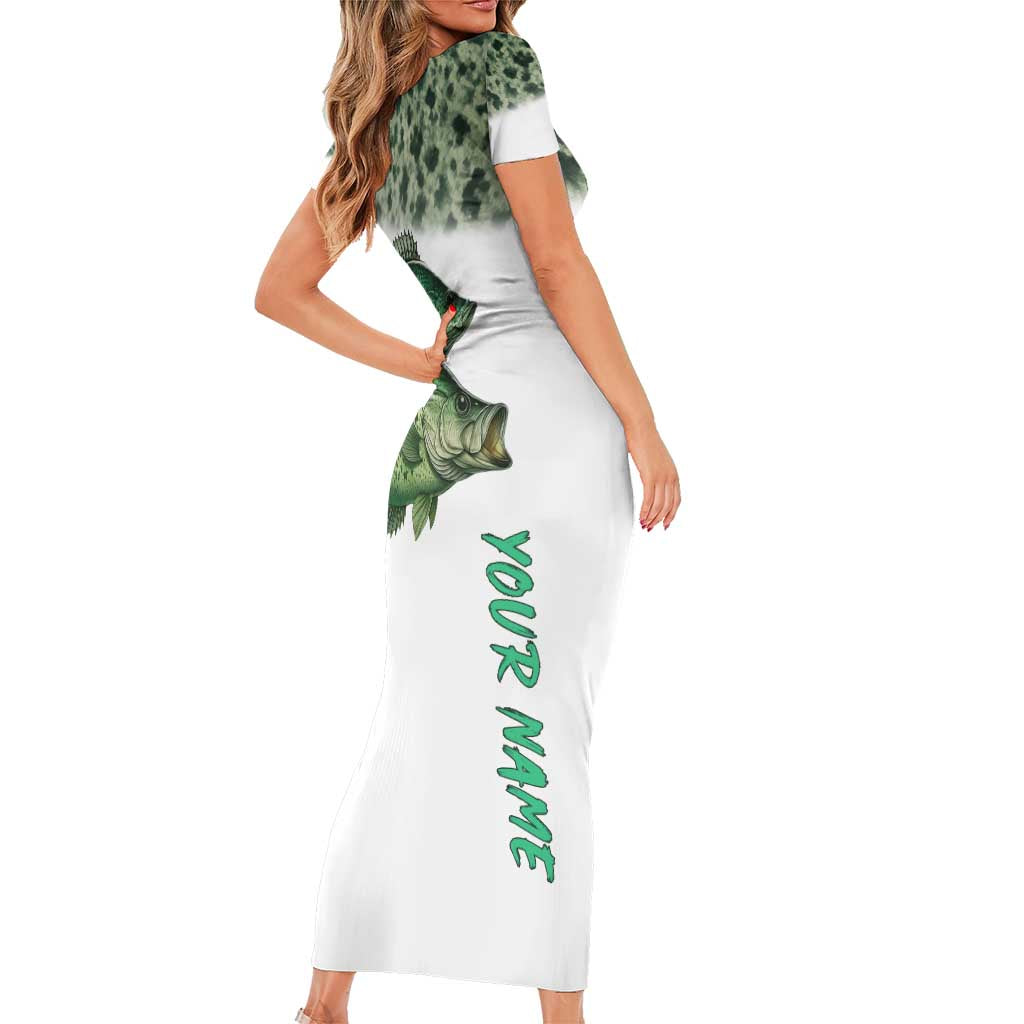 Crappie Tournament Fishing Customize Name Short Sleeve Bodycon Dress Camo Fade and Custom Name Design - Wonder Print Shop