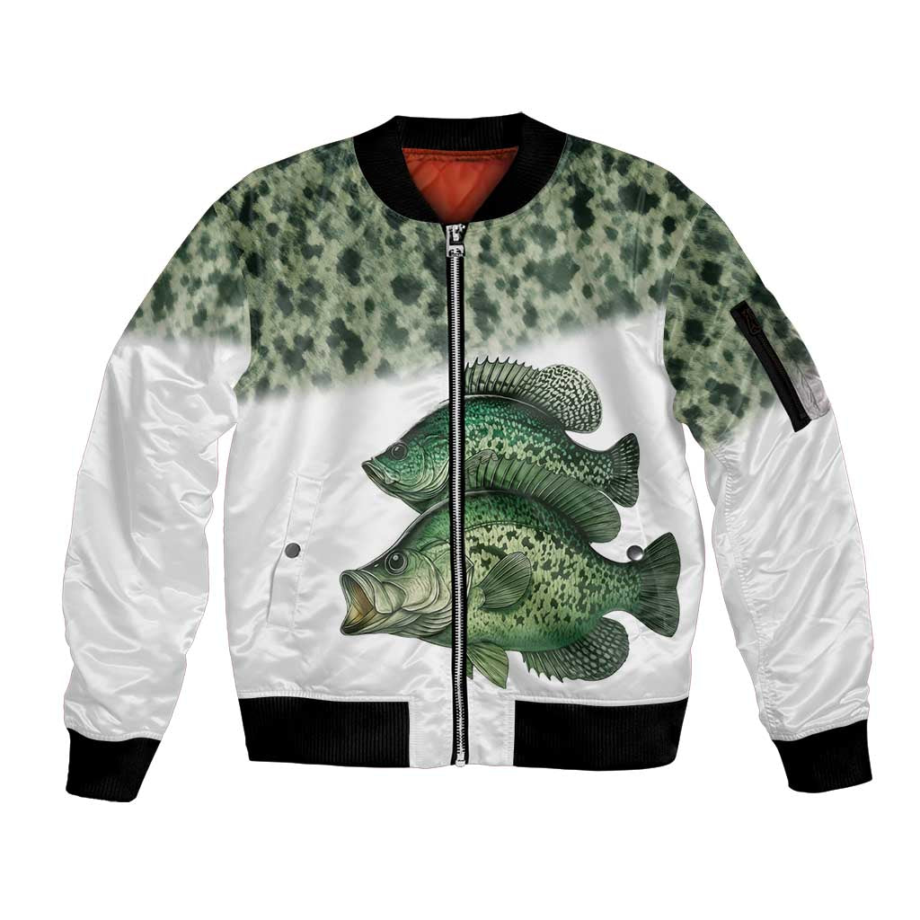 Crappie Tournament Fishing Customize Name Sleeve Zip Bomber Jacket Camo Fade and Custom Name Design - Wonder Print Shop