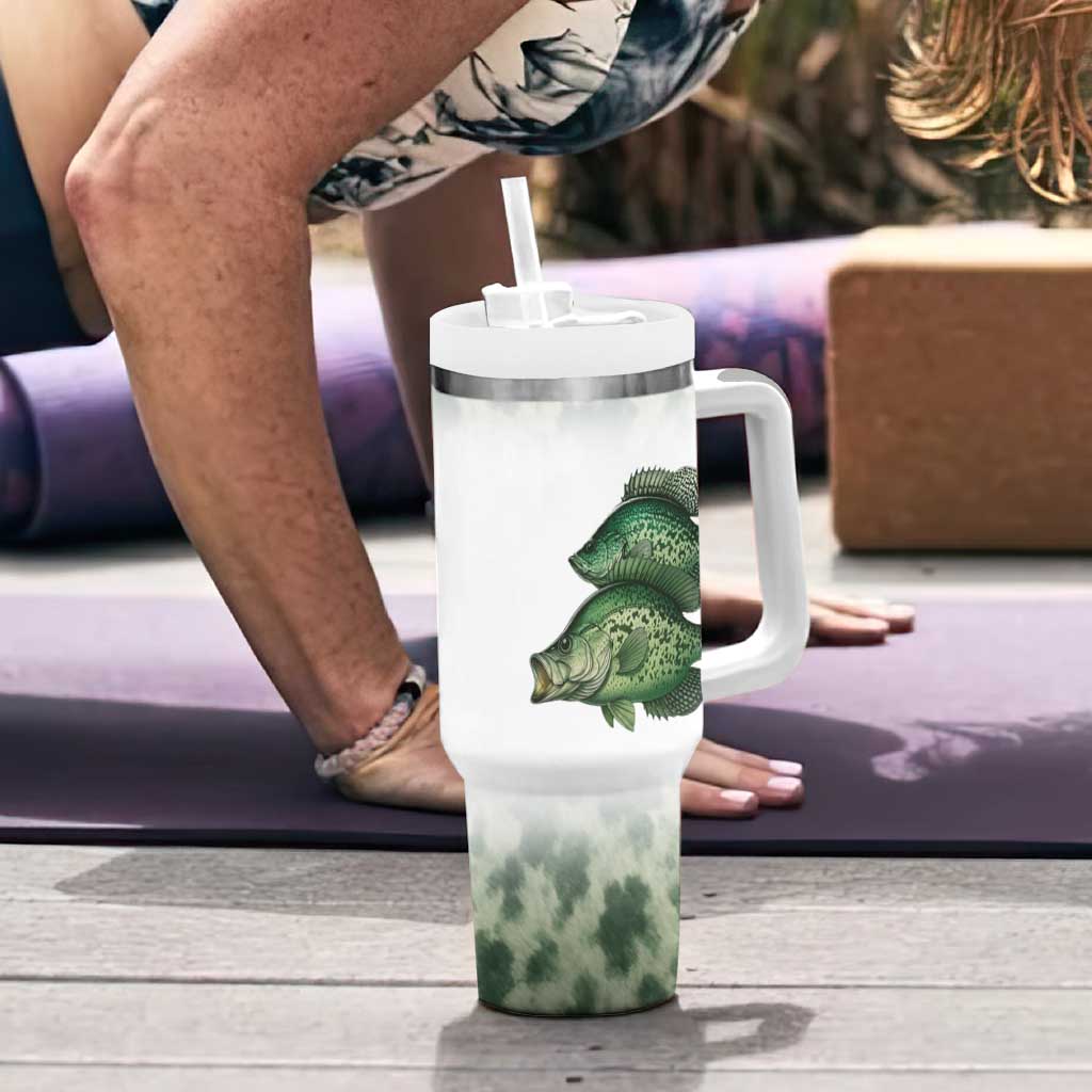 Crappie Tournament Fishing Customize Name Tumbler With Handle Camo Fade and Custom Name Design - Wonder Print Shop