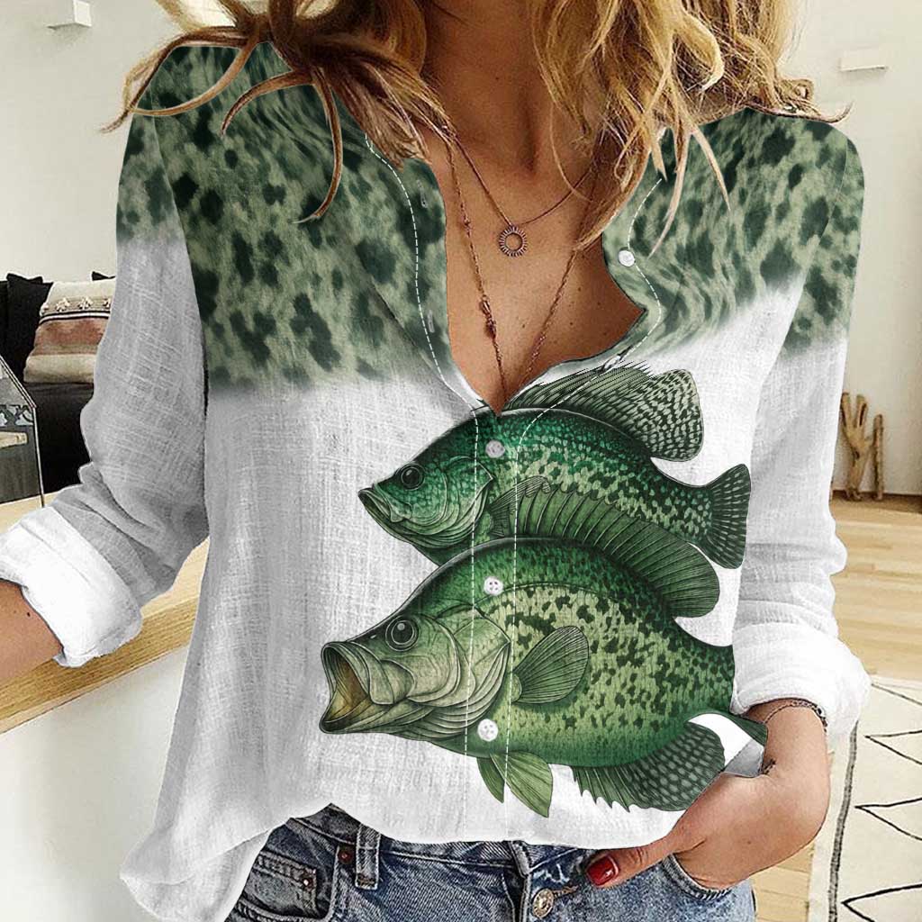 Crappie Tournament Fishing Customize Name Women Casual Shirt Camo Fade and Custom Name Design - Wonder Print Shop