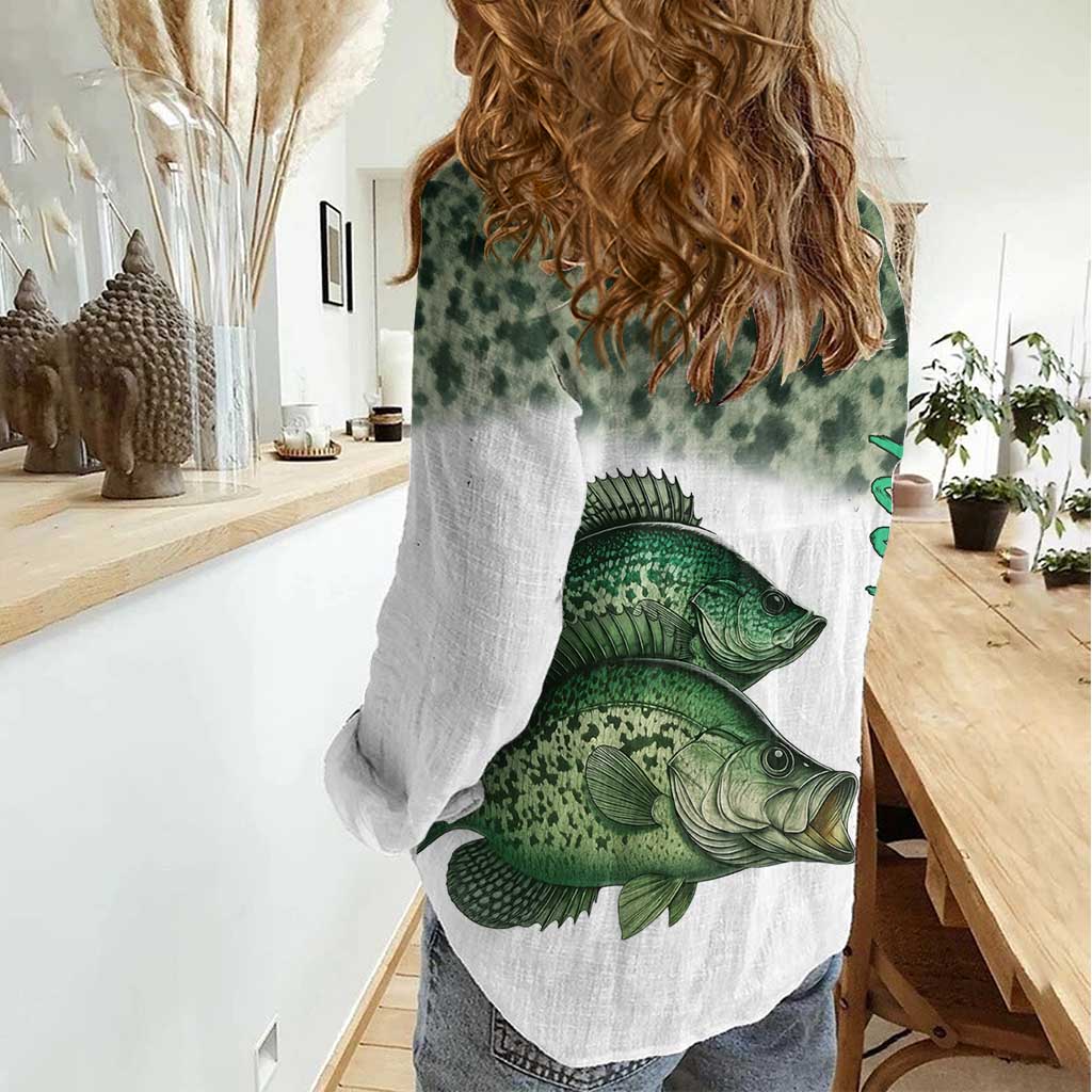 Crappie Tournament Fishing Customize Name Women Casual Shirt Camo Fade and Custom Name Design - Wonder Print Shop