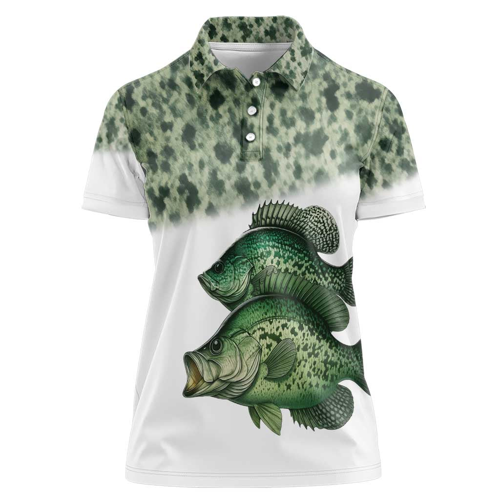 Crappie Tournament Fishing Customize Name Women Polo Shirt Camo Fade and Custom Name Design - Wonder Print Shop