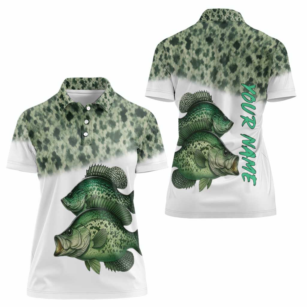 Crappie Tournament Fishing Customize Name Women Polo Shirt Camo Fade and Custom Name Design - Wonder Print Shop