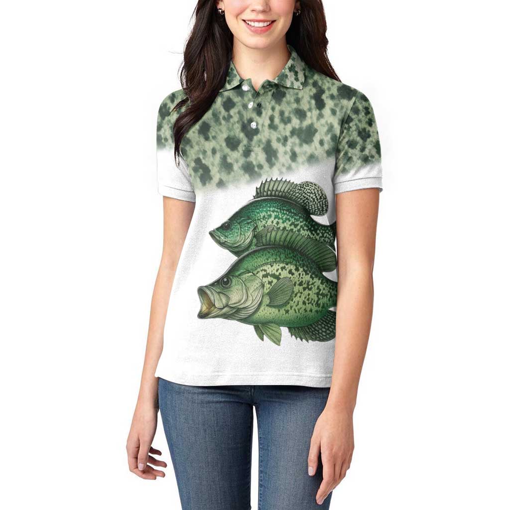 Crappie Tournament Fishing Customize Name Women Polo Shirt Camo Fade and Custom Name Design - Wonder Print Shop